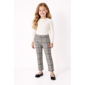 Janie and Jack Toddler Girls Pants Size 6 Cotton Jacquard Plaid Pull On Gray
